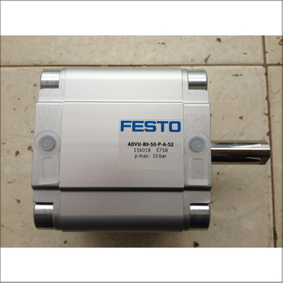 Festo ADVU-80-50-P-S2 Нефтяной цилиндр 80 мм Пистон Диаметр 50 мм Удар Двойной действия M5 Пневматическое соединение Анодированный алюминиевый материал