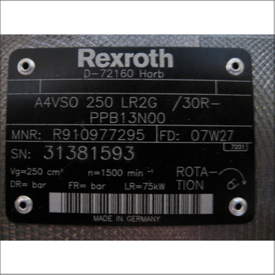 A4VSO250DR 30R-PPB13N00 Μηχανική υδραυλική αντλία Μεταβλητής μετατόπισης Άξονα αντλία έμβολο από Bosch Rexroth